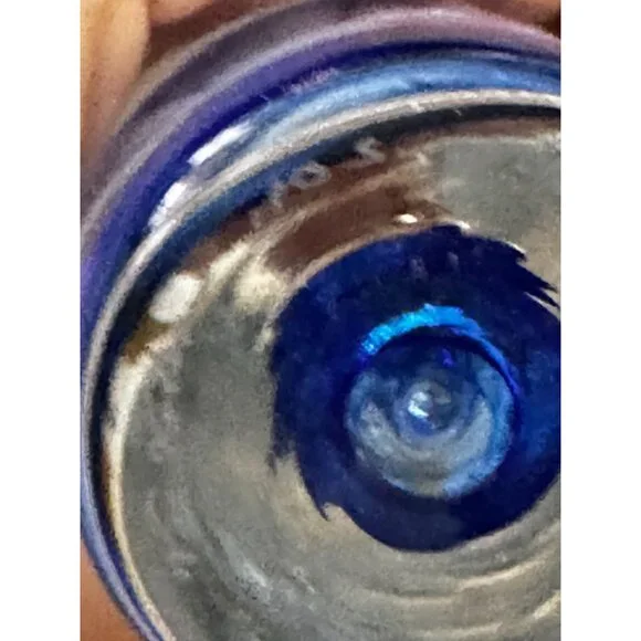 Vintage Vas Vitreum Sweden Cobalt Bubble Art Glass Bud Vase 10" Signed With Gift - Picture 9 of 11
